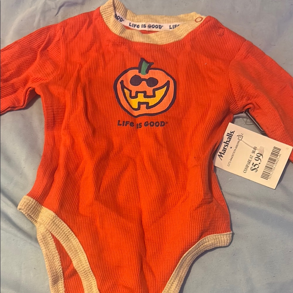 Life Is Good Pumpkin Orange Kids Bodysuit